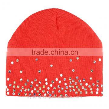 Wholesale beanie various neon colors custom woven label knitted beanie with sequins
