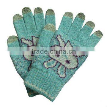 2014 New fahisons custom magic warm lady's knit gloves for touch screen