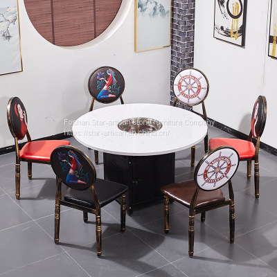 Hot pot round table custom artificial stone furniture