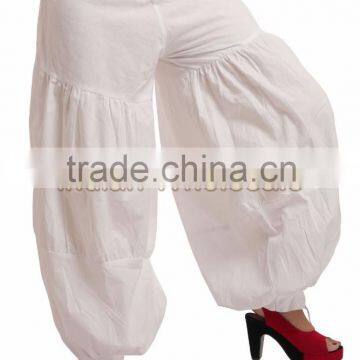 Indian Women Cotton White Color Harem Pants Causal Trouser Yoga Dance Baggy Hippie Genie Casual Pants 2008WH