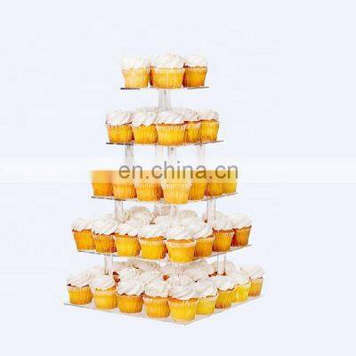 retail store cupcake stand holder clear square 5 tier acrylic wedding cake stand