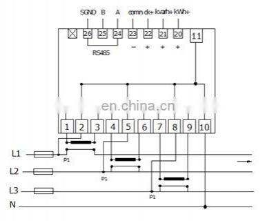 EM537 CT O Series 3 Phase RS485 Modbus 333mV/100mV CT Connected Electricity Energy Meter photo-3