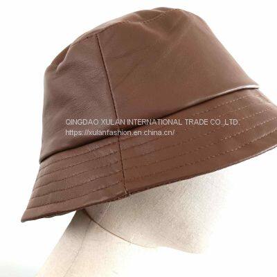 Women's Genuine Sheepskin Leather Bucket Hat photo-2