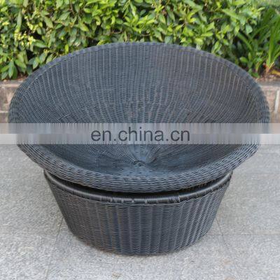 Hot Sale All Weather Wicker Outdoor Aluminum Black- Color Papasan Swivel Chair With Cushion photo-4