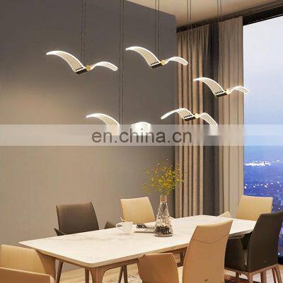 Modern Art Deco Creative Single Head Pendant Light Seagull LED Linear Chandelier For Restaurant Clothing Store