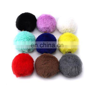 Wholesale Multicolor Furry Fluffy Puff Ball 8cm Faux Rabbit Fur Ball Pom Pom Pompons Keychain