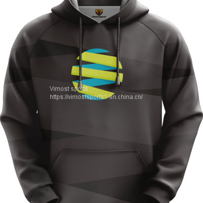 Black Custom Sublimation Hoodie with Black Strings