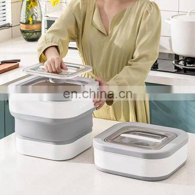 Collapsible Food Storage Containers Cereal Rice Seal Storage Containers Silicone Folding Rice Bucket photo-2