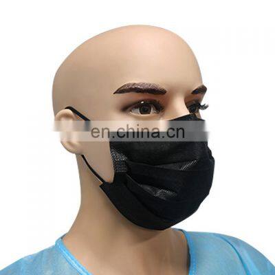 Three layers disposable face masks melt-blown layer dustproof adult manufacturer black disposable face mask