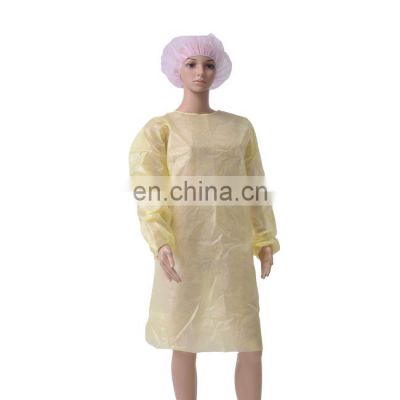 PP nonwoven isolation gowns yellow 15-20gsm