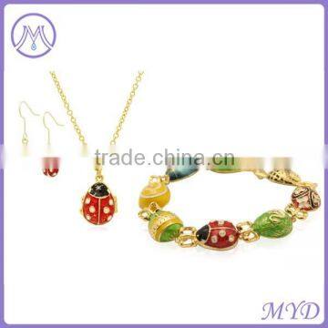 elegant Personalized ladybug bracelet enamel jewelry set