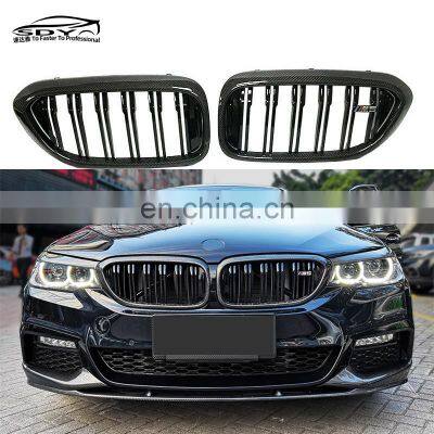 G30 F90 Pre Carbon Fiber Front Bumper Grill Double Line Kidney Front Grille For BMW 5 Series G30 F90 M5 Pre