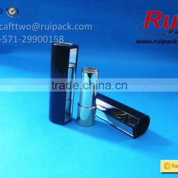 Black Round Lipstick Tube With Mirror, Metal Shiny Gold Lip Balm Tube With Big Cover photo-3
