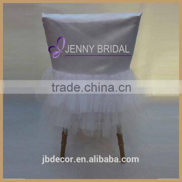 C109A White Sequin and tulle fabric cheap wedding chair covers