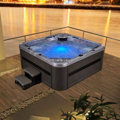 Acrylic Whirlpool Bath With LED Waterfall, Bluetooth Speaker Pillow Massage Bathroom Tub