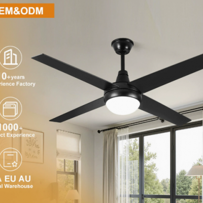 Lámpara de ventilador para sala de estar 110V/ Lámpara de ventilador de techo de frecuencia variable de cuatro hojas (Wechat:13510231336)