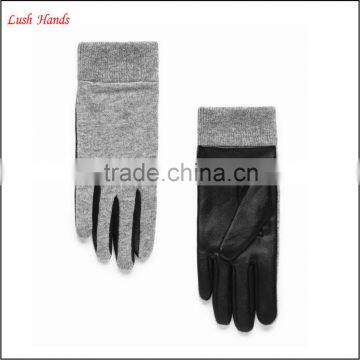 women beautiful cheap micro woolen leather hand gloves