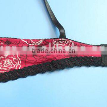 2016 Sexy Fuchsia/black Flower Pattern Under Bra photo-5