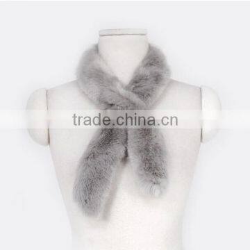 New Winter Fashion Lady Plain Plush Faux Rabbit Fur Scarf photo-3