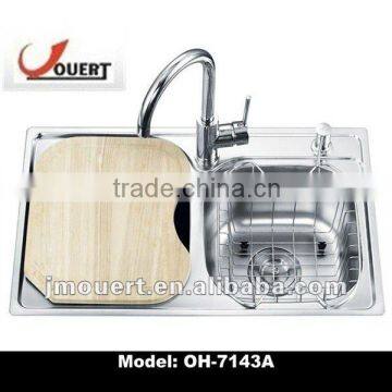 Stainless steel kitchen basin, double bowl water trough