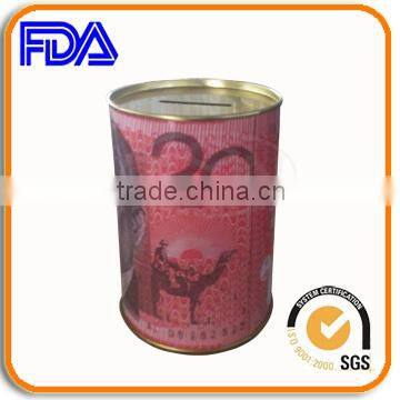 CMYK printed metal coin bank cheap money box