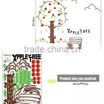 Happy Apple Tree - Wall Decals Stickers Appliques Sticker Paper Removable Living Room Bedroom Art Picture DIY Mural Decoration photo-4