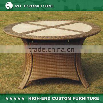 Plastic Rattan Round Dining Table with Marbel Top