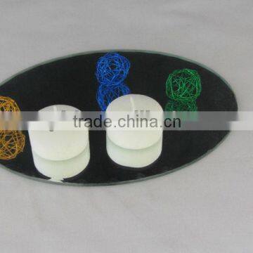 ellipse glass candle holder plates wave edge