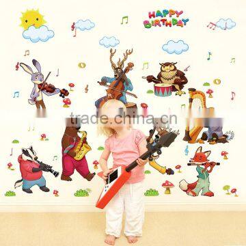 ALFOREVER animals music wall decals for kids room decoration