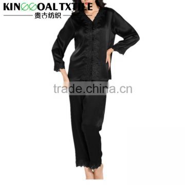 Women's Classic Silk Pajama Set Luxury Lace Sleepwear by 100% Silk