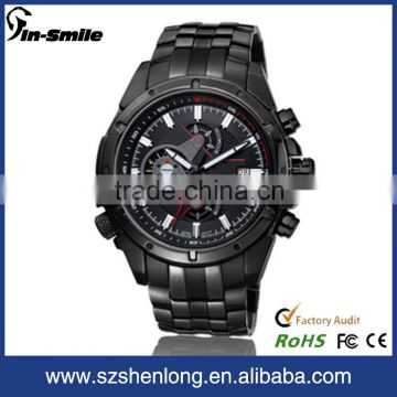 2015 vogue fashion stainless steel chain black color wrist watch