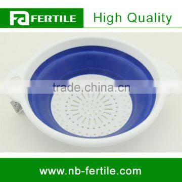 WFZ107000 Royal Color Silicone Collapsible Colander Vegetables Fruit Drain Basket Kitchen Sink Strainer