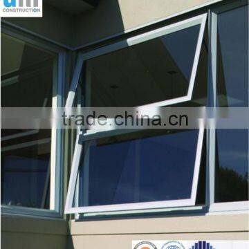 tempered glass/awning aluminium window with modern window grill design