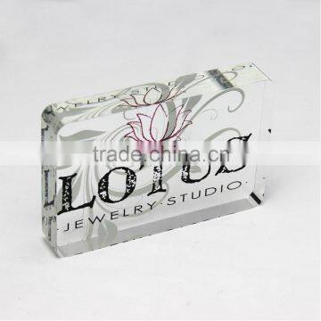 Acrylic logo block custom silk printing cheap items to sell