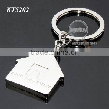 Customized Engraved Logo Zinc Alloy Promotional Metal House Shape Key Ring