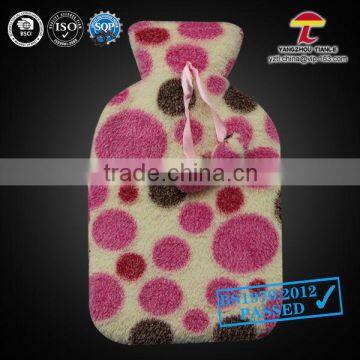 good quality coral fleece hot water bag cover dots