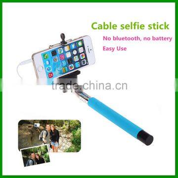 High Quality Handheld Selfie Stick for Smartphone, Wired Cable selfie stick