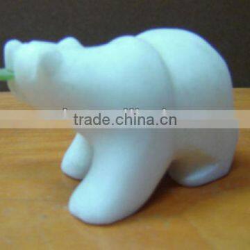 Hot seller semi precious stone white stone bear carving gemstone