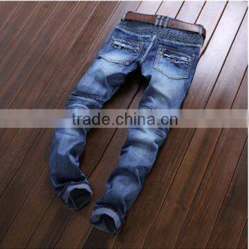 Pleated Men Denim Jeans Pants Famous Brand Washed Ripped Jeans Fashion Designer Biker Jeans Straight Slim Hole Pants photo-2