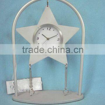 aluminum art metal desk clock, STAR shape metal crafts table clock