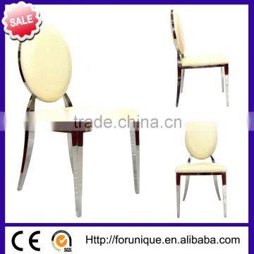 white leather stainless steel legs dining chair