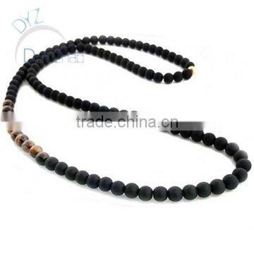 wholesale black stone beads necklace with tiger eye stone