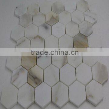 Polished Calacatta Gold Italian Marble 2" Hexagon Mosaic