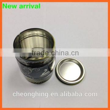 Chinese round tea or coffee metal tin can