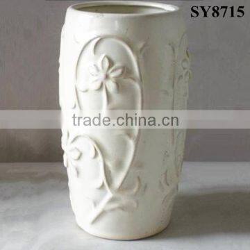 Indoor milk white antique ceramic vase