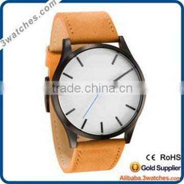 Hot sale fashion wrist men watch japan movement quartz watch genuine leather strap stainless steel auto date watch