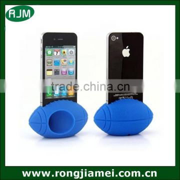 2014 cute rguby shape football silicone speaker amplifier speaker for iphone