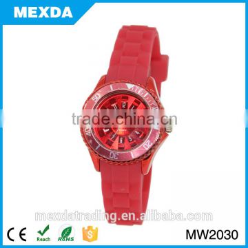 New arrival colourful silicone banded alloy case wrist watch for women