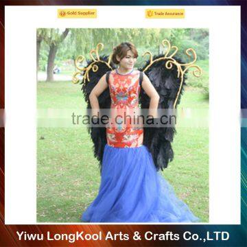 High Quality Wholesale Cosplay Black Large Feather Angel Wings photo-3