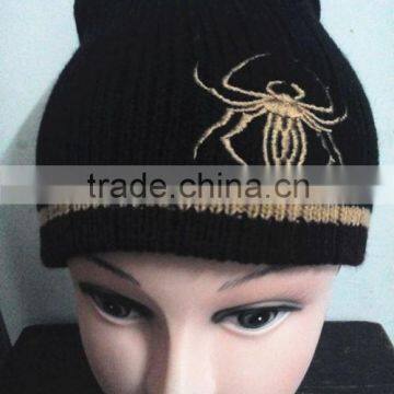 Custom Jacquard Knit Pom Beanie With Embroidery Knit Beanie Cheap